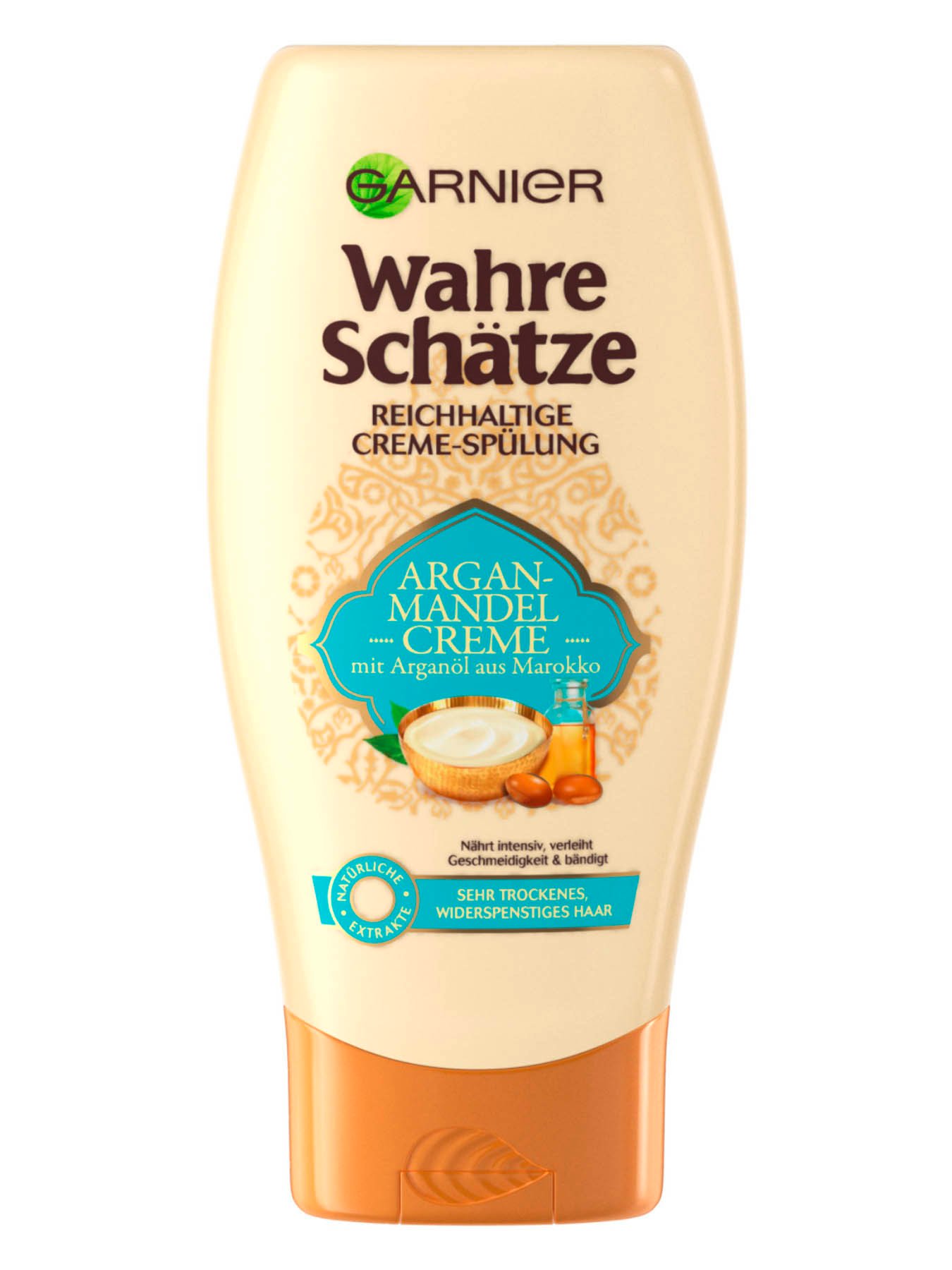 Reichhaltige-Creme-Spuelung-Wahre-Schaetze-Argan-Mandelcreme-250ml-Vorderseite-Garnier-De-gross
